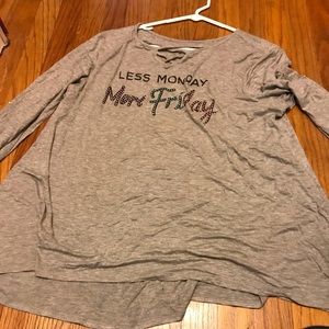 Gray shirt with words